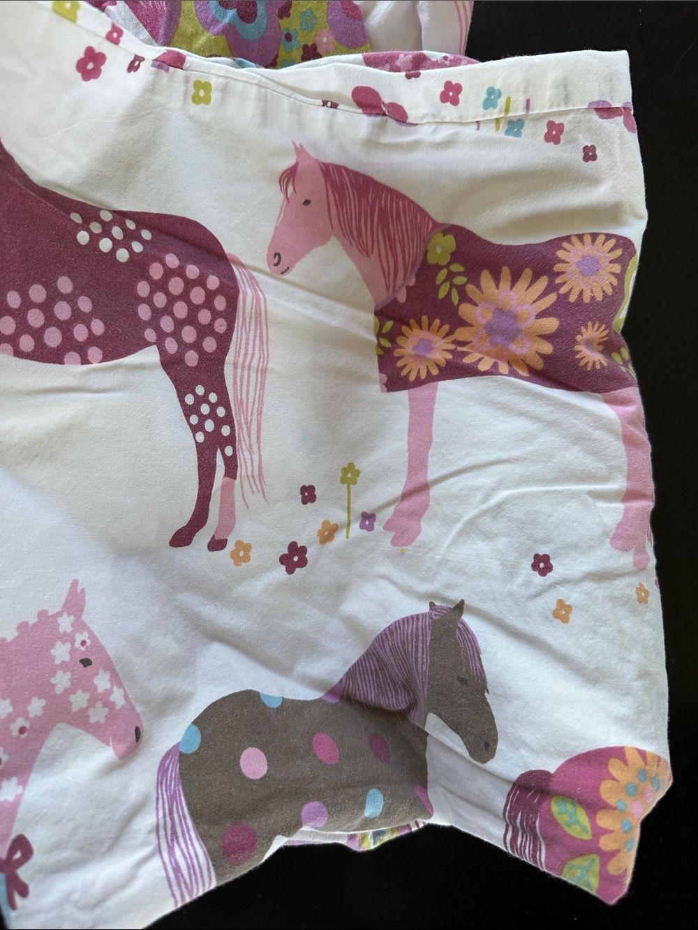 Garnet Hill Horse Print Bedding in Pink, Green, Purple - Picture 3 of 4